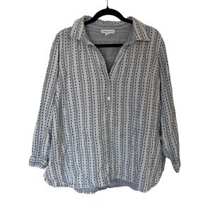 Blue striped boho blouse